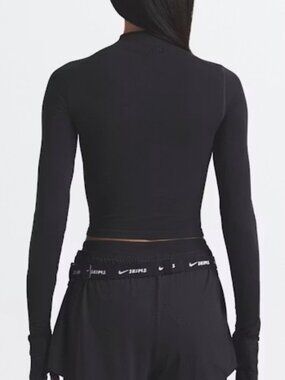 👟 Nike SKIMS Vintage Seamless Mock Neck Crop Top | Obsidian |  XS | NWT 👟